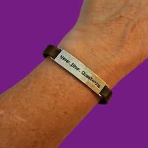 3/$30 Rustic Leather Never Stop Questioning ID Style Bracelet
